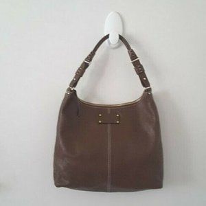 Kate Spade Brown Leather Pebbled Boho Hobo Bag